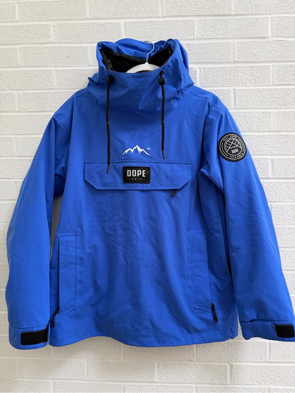 DOPE Bright Blue Hooded Snow Jacket with Red Size Tab